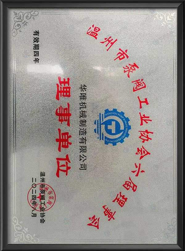 温州市泵阀工业协会证书